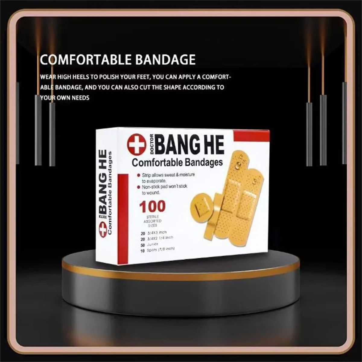 

100 pieces/pack Waterproof, termite-proof, and mildew-proof adhesive bandages, BANGHE combination type, 4 sizes and irregular sh