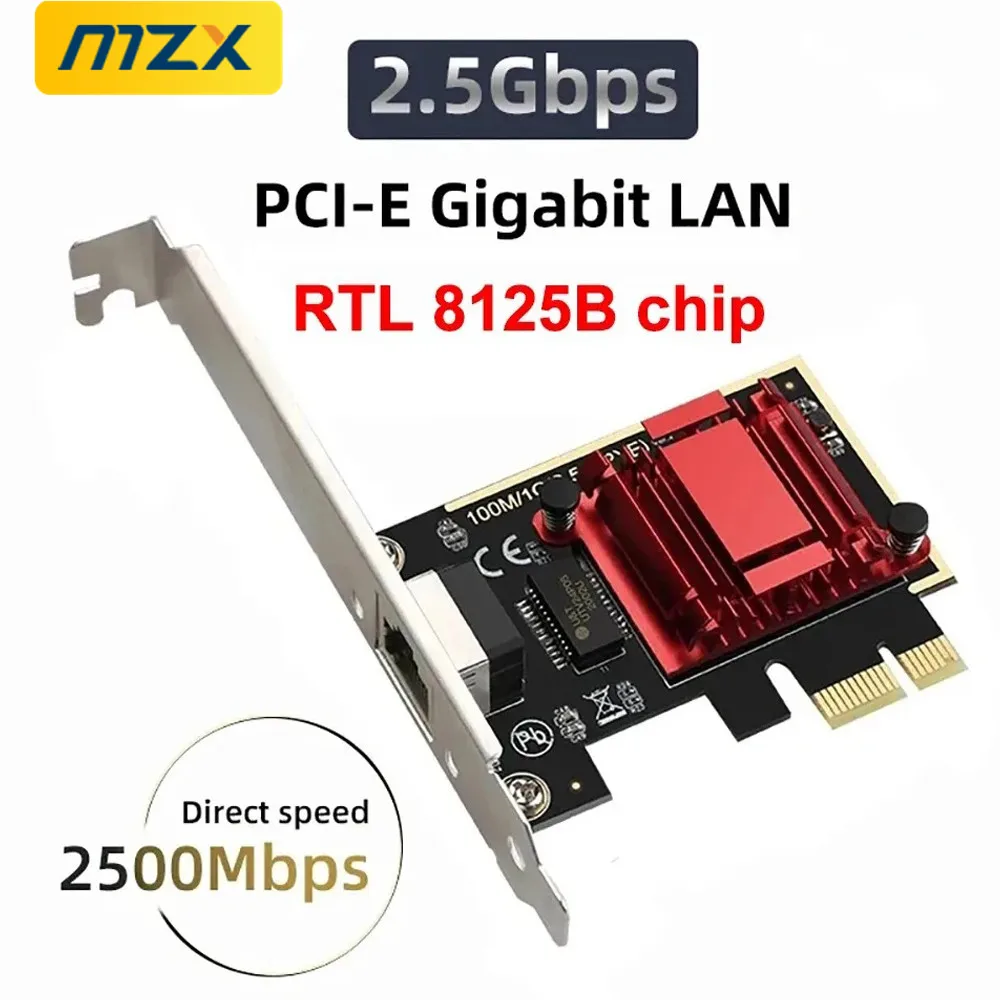 

MZX 2.5G PCIE RJ45 Сетевая карта RTL8125B Чип Сеть 2500 Мбит/с Ethernet Гигабитный проводной сетевой адаптер PCI-E для игрового коммутатора