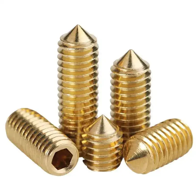 10/30/50/100Pcs M3-M6 Brass Cone Point Set Screws Bolt Copper Steel Allen Head Hex Hexagon Socket Grub Screw