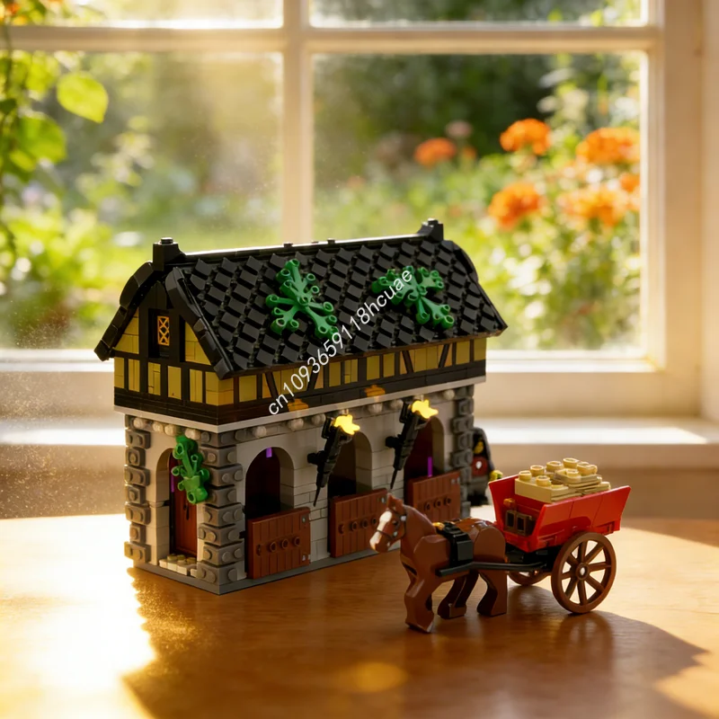 

1136pcs MOC Castle The Stables Medieval Village Series Model Building Blocks Construction DIY Christmas Gifts Creative Toys Idea
