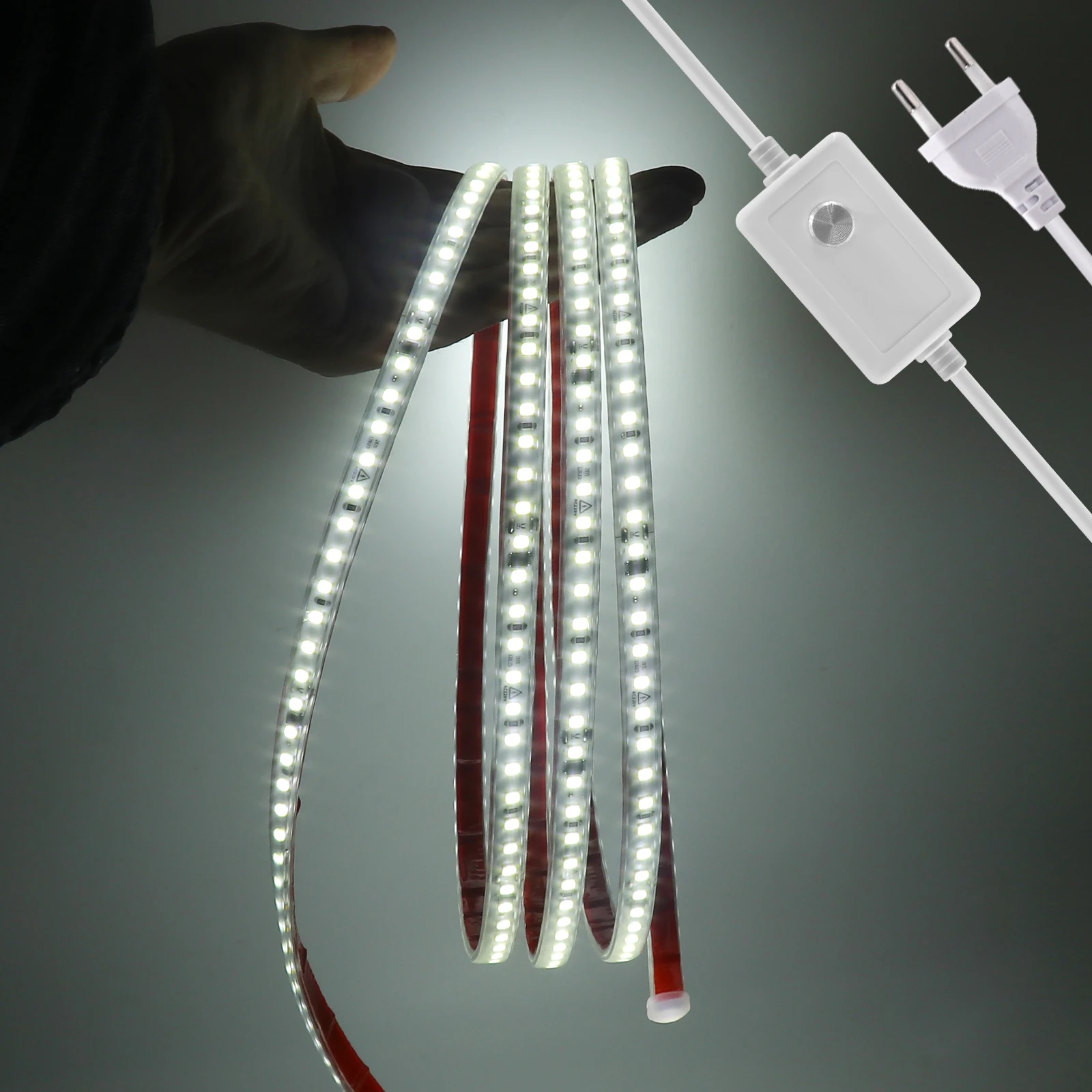 220V 230V 240V Dimmable Tape Adhesive 2835 LED Strips Light Bar 10CM Cuttable IP65 Waterproof 3000K 4000K 6500K White Lamp Rope