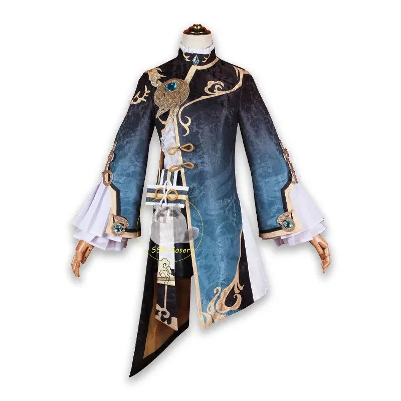 

Vivi 2025 XingQiu, костюм, парик, униформа, одежда, игра GenshinImpact Xing Qiu, серьги для косплея, наряд для вечеринки на Хэллоуин для Wo