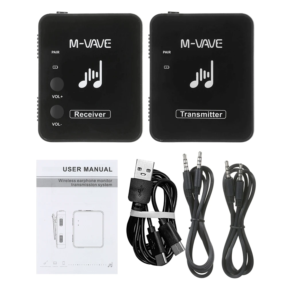 M-vave WP-10 2.4G Wireless System Earphone Monitor Built-in Rechargeable Battery Transmitter Receiver Stereo Recording Parts