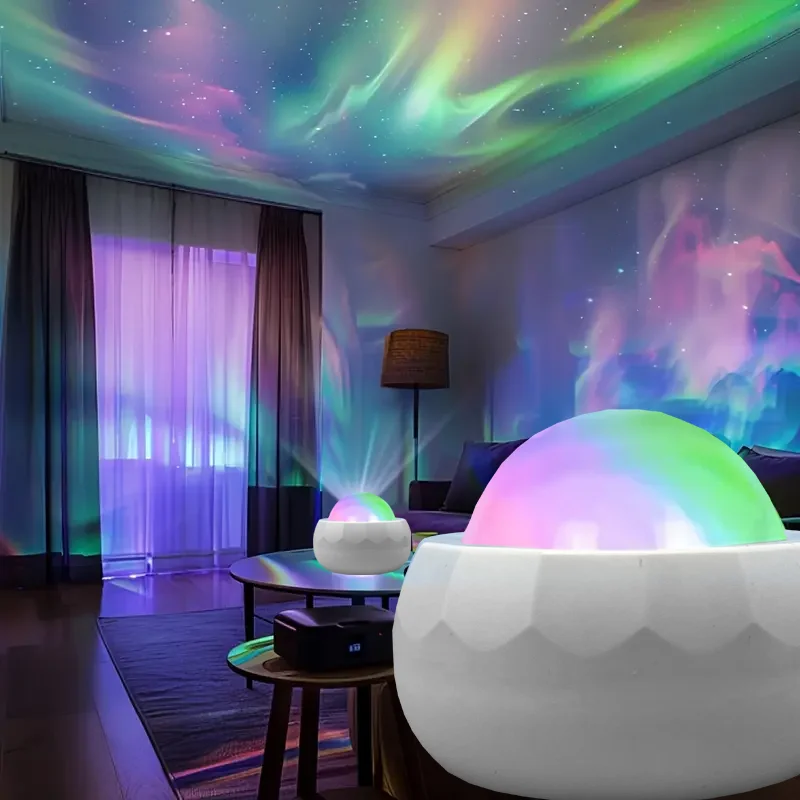 LED Aurora Projector Lamp with Remote Control 7 Light Modes USB Powered Galaxy Night Light Lamp 360 Rotating Home Bedroom Decor