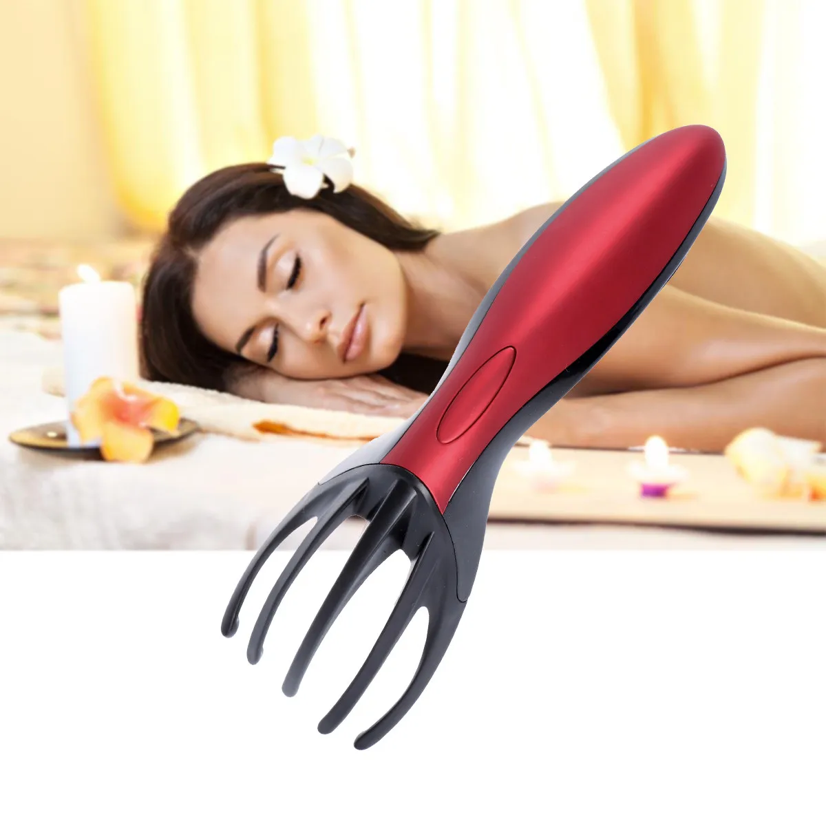 

Handheld Red Electric Scalp Massager Comb Multifunction Vibration Massage Tool Promote Blood Circulation Relax Head Stress