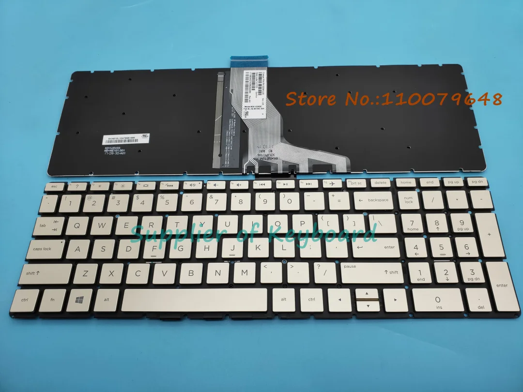 NEW For HP 15-br002ds 15-br003cy 15-br004cy 15-br010nr 15-br033nr English Keyboard Gold/Silver Backlit