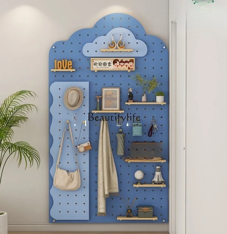 

1Painted Pegboard Display Rack Wall-Mounted Storage Cloud-Shaped Solid Wood Custom L