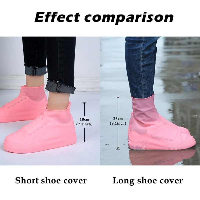 Rain Boots Waterproof Shoe Cover Silicone Reflector High Unisex Shoes Protectors Waterproof Non-Slip Shoe Covers Reusable Outdoo