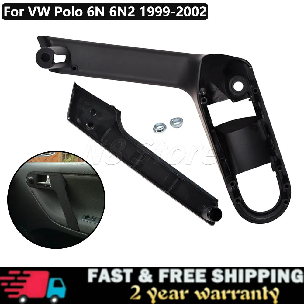 Car Interior Door Handle With Retaining Cover For VW Polo 6N 6N2 1999-2002 6N0867179E 6N0867180E 6N0867197B 6N0867198B