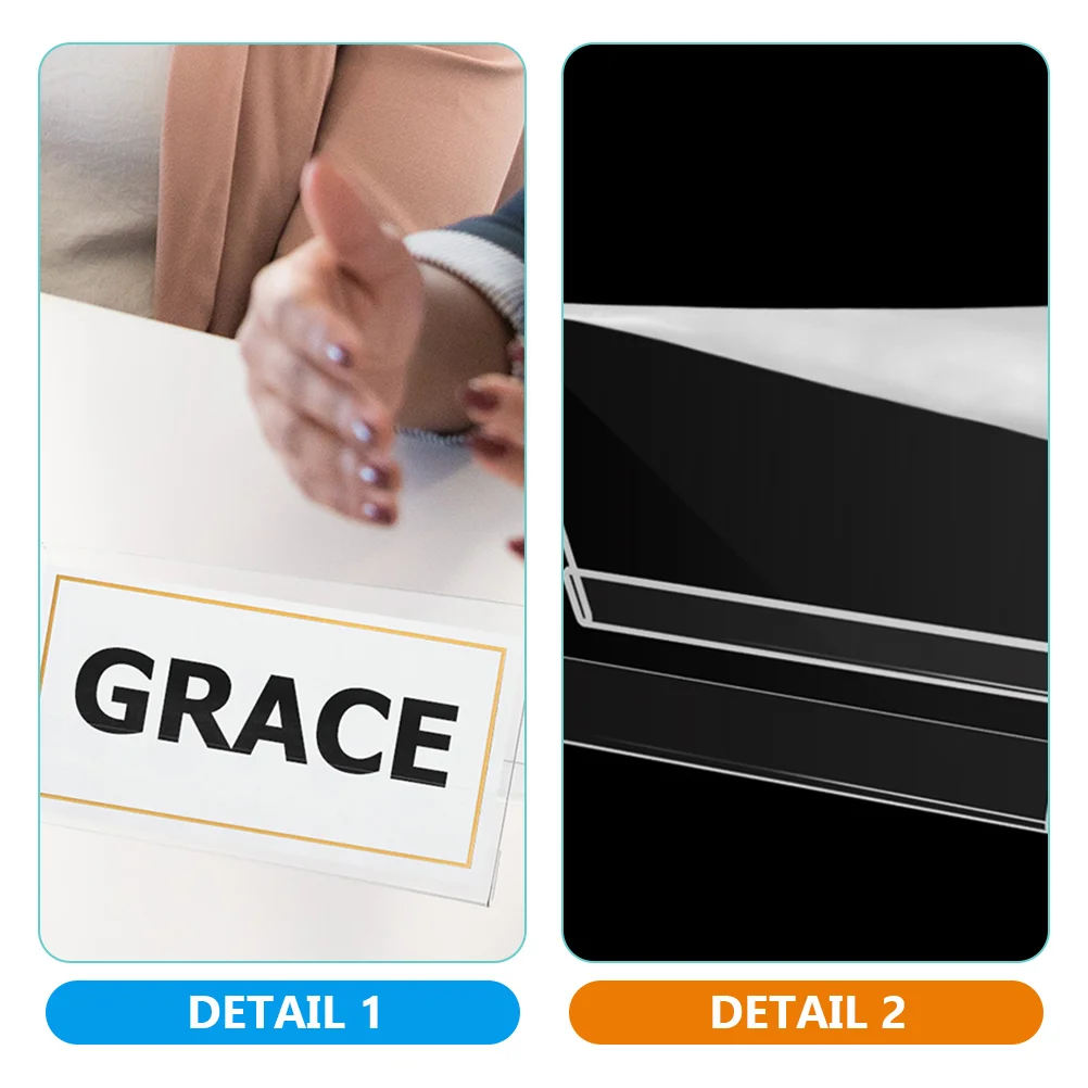 

6pcs Conference Table Cards 150x80mm Acrylic Desktop Sign Reusable Office Wedding Display Seat Table Number Stand V