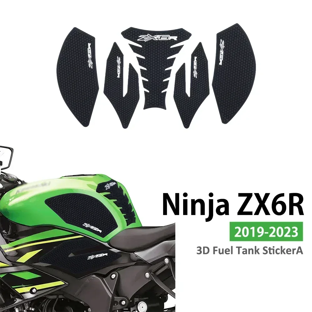 For Ninja ZX6R ZX 6R ZX-6R 2019-2023 3D Side Decals Motorcycle Anti Slip Tank Pad Stickers ZX6R Accessories