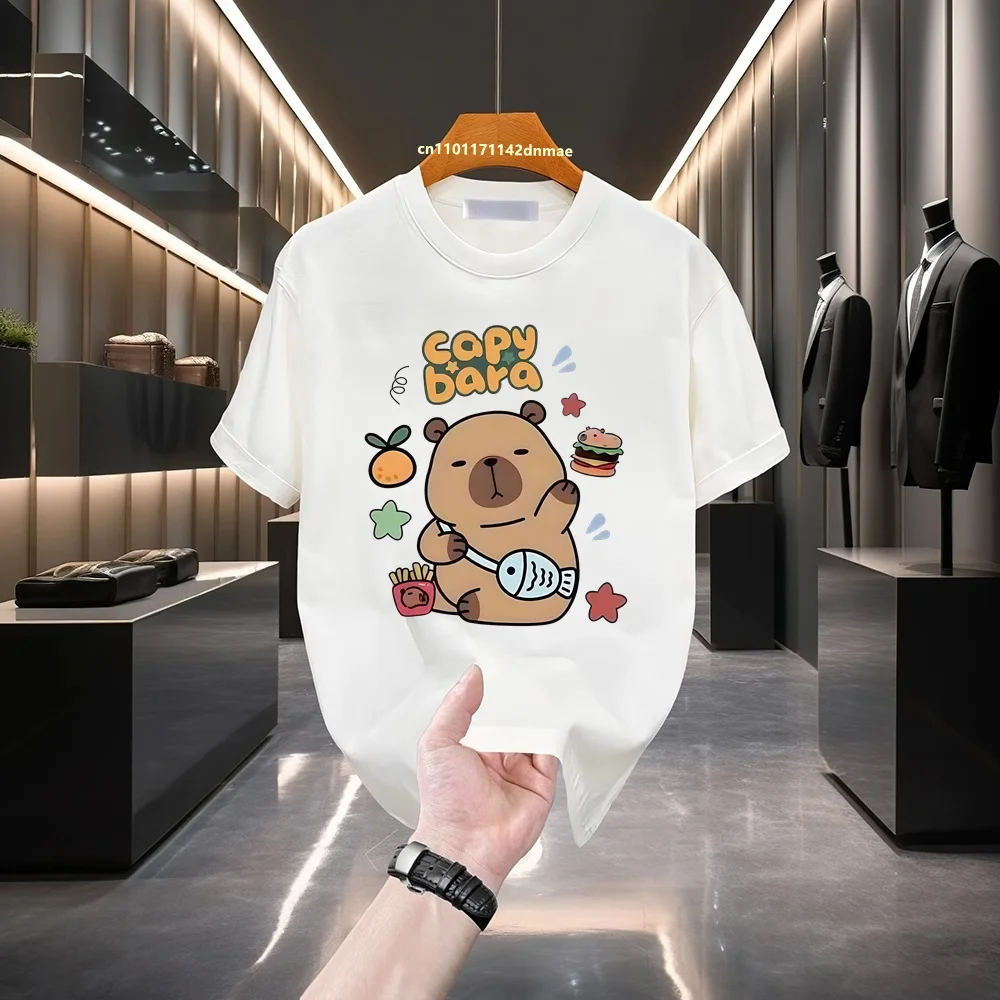 

Kids Basic T-shirt Women Men Capybara Tees 3-10Years Children Short Sleeved Clothes Boys Girls Round Neck Tops Birthday Gifts