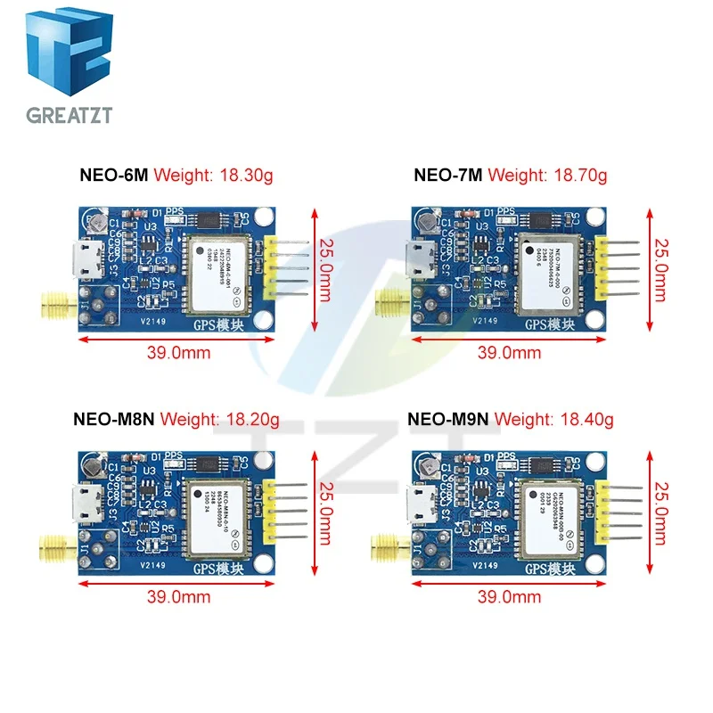 TZT NEO-6M NEO-7M NEO-8M NEO-9M GY-NEO6MV2 GY-NEO7MV2 GY-NEO8MV2 GPS Module With Flight Control EEPROM MWC APM2.5 Large Antenna