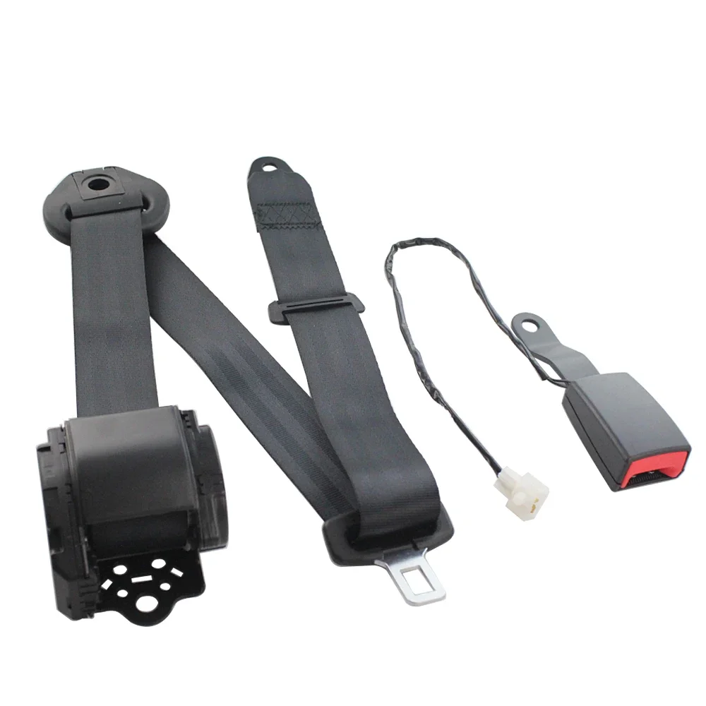 High Quality 3 Points Adjustable Car Seat Belt with Alarm Sensor Black Lap Belt Retractable Safety Strap Set Auto Emergency Lock