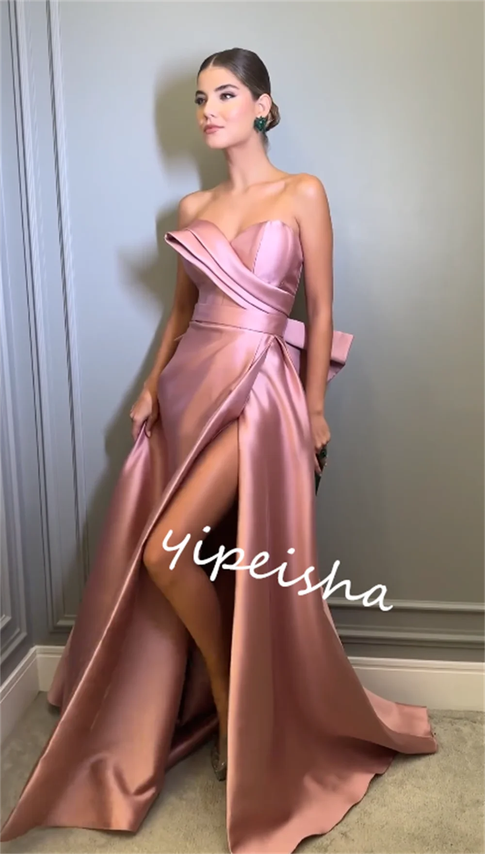 Customized S Bow Pleat Homecoming Straight Sweetheart Bespoke Occasion Gown Long Dresses