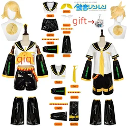 Kagamin Len/Rin Cosplay Kostuum Rin Kagamin Uniform Len Outfits Iinse Mouwen Leggings Hoofddeksels Voor Comic Con