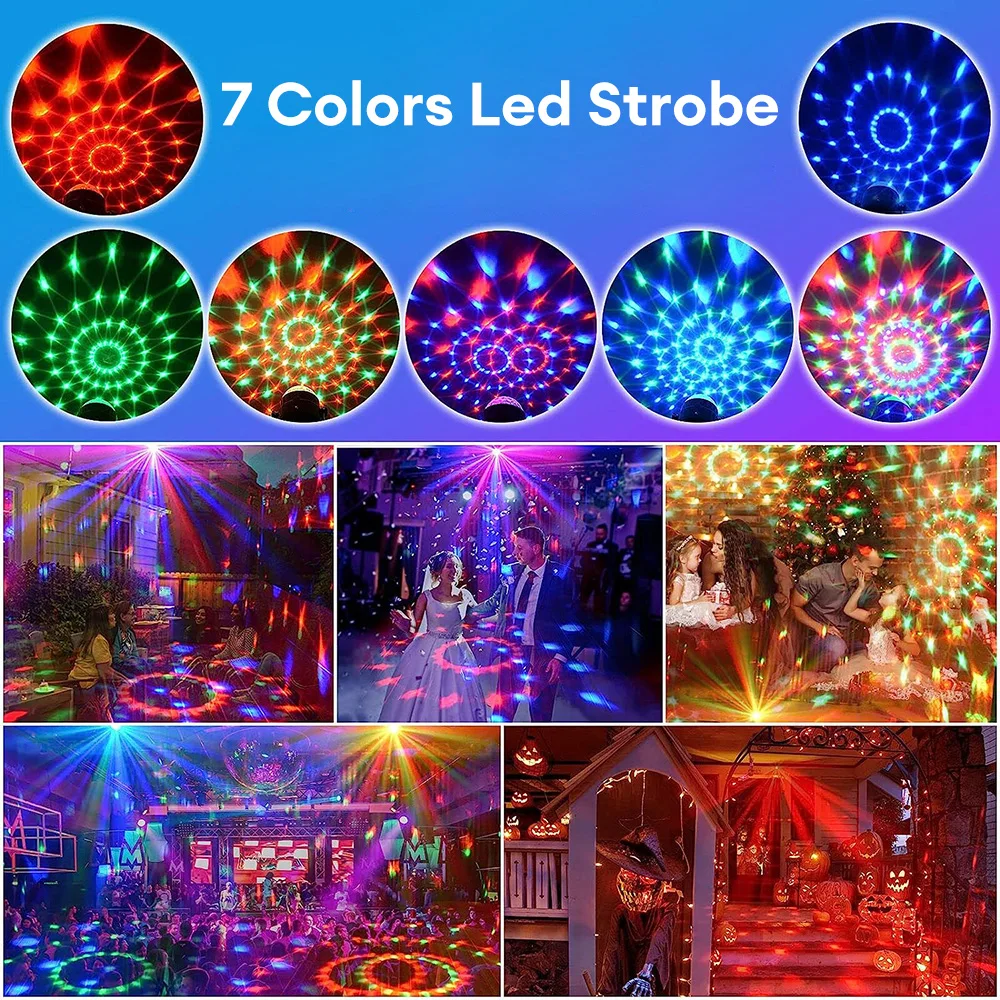 Imagem -04 - Girando Led Stage Light com Remote Sound Effect dj Disco Ball Strobe Lamp Festa de Natal Club Dance Laser Show Lights