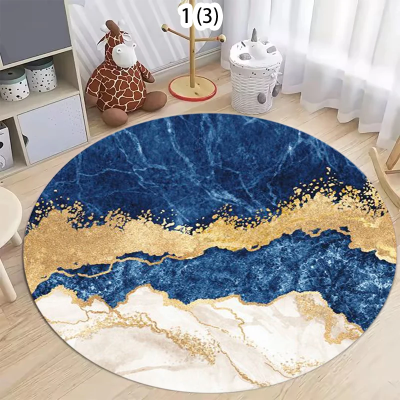 Luxurious Marble Colour White Gold Round Carpet Rug for Bedroom Living Room Decoration,pet Decor Floor Mat  Bedroom Area Rug