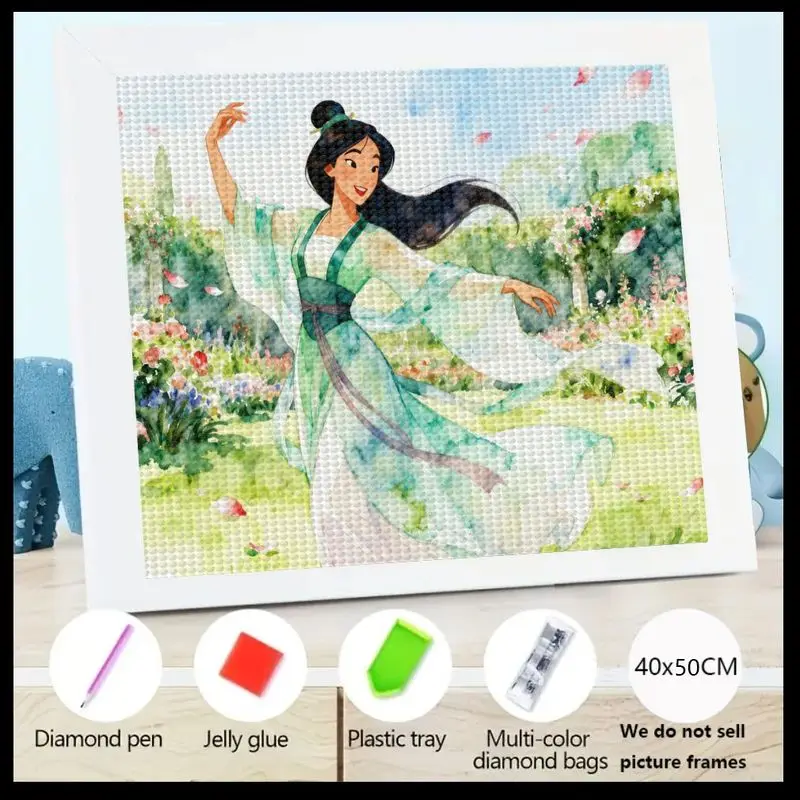 

1PC 5D Full Drill Diamond Painting Kit, Elegant Asian Princess Dancing in a Vibrant Flower Garden, DIY Crystal Rhinestone Gem Ar