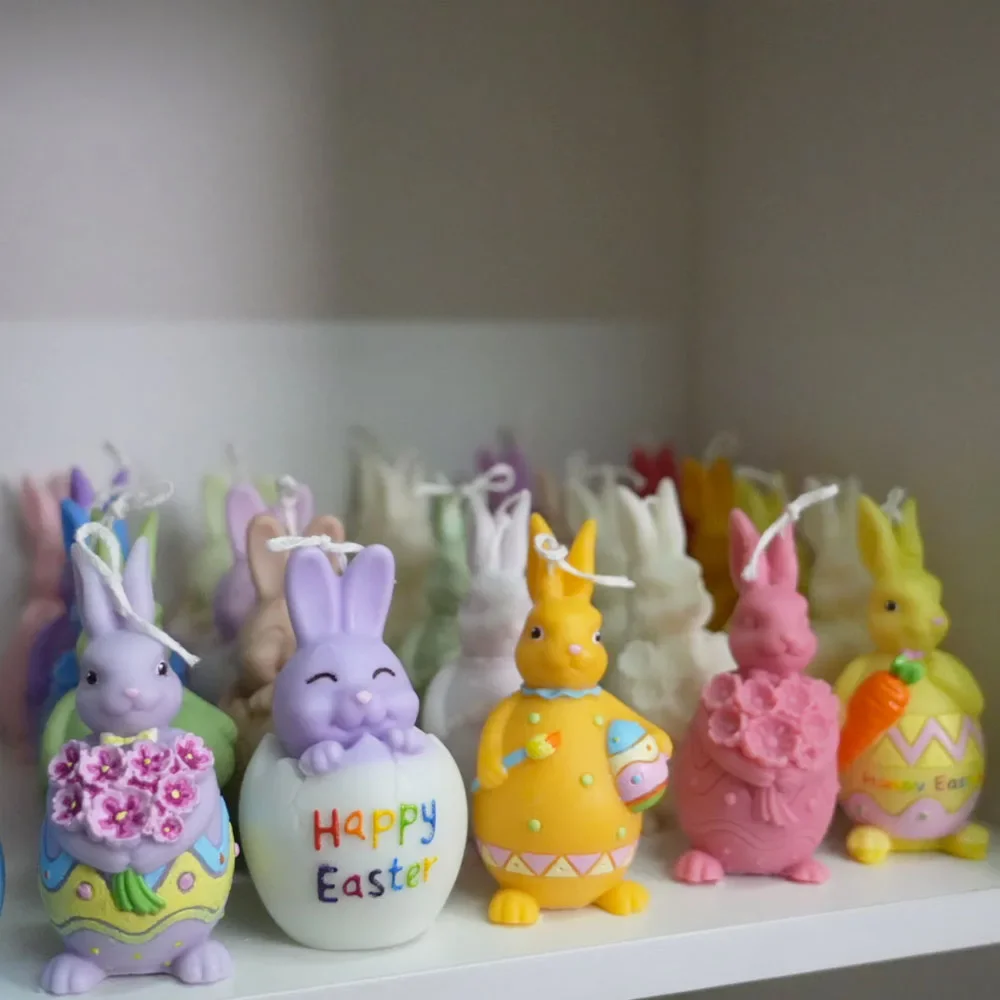 

Силиконовая форма с морковным кроликом для изготовления свечей, цветок лилии, мыло, кролик, гипсовая форма для куклы, пасхальное яйцо, сделай сам, подарки, декор с мультяшными животными