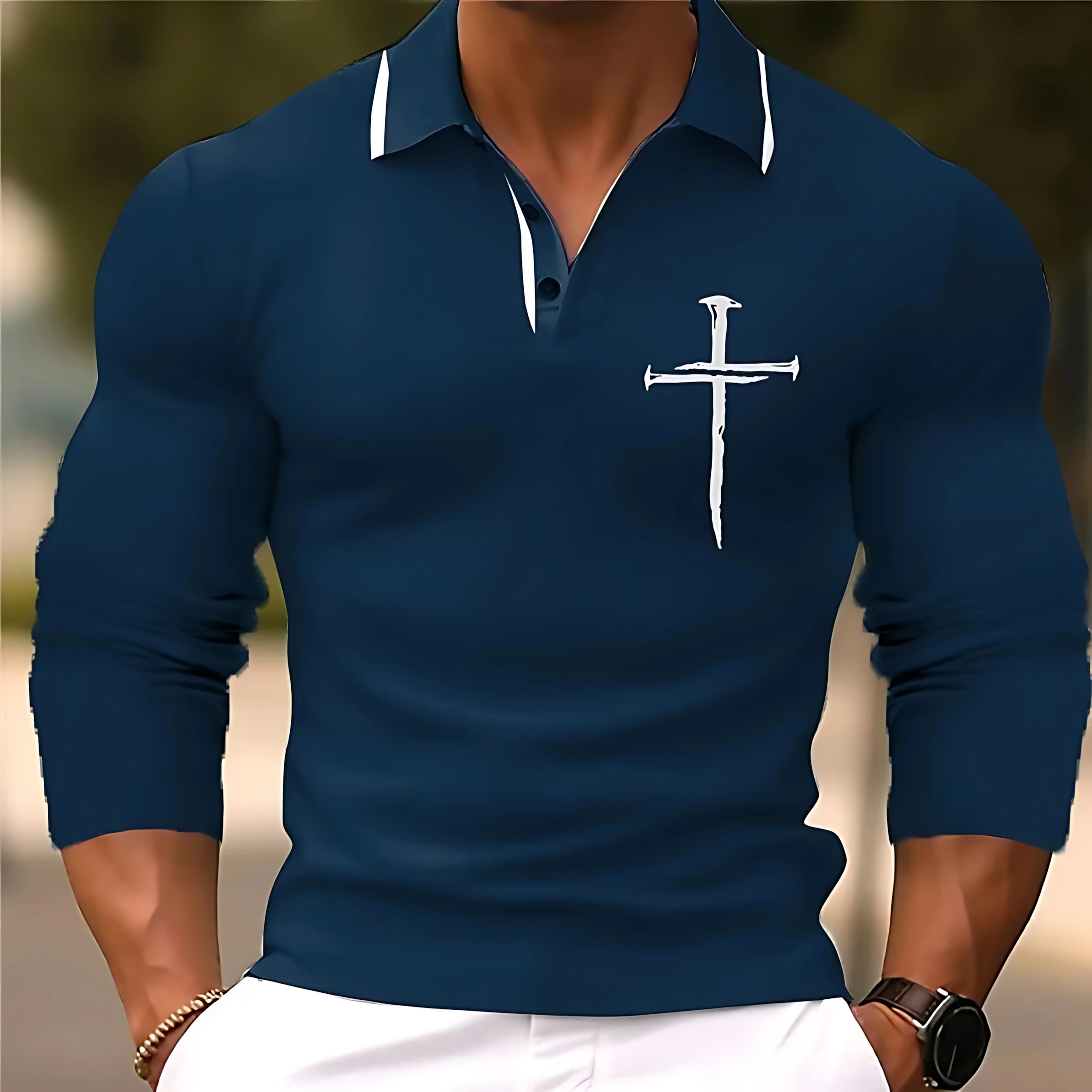 The new men's POLO shirt for Spring and Autumn 2025 is skin-friendly soft casual and simple with 3D printing