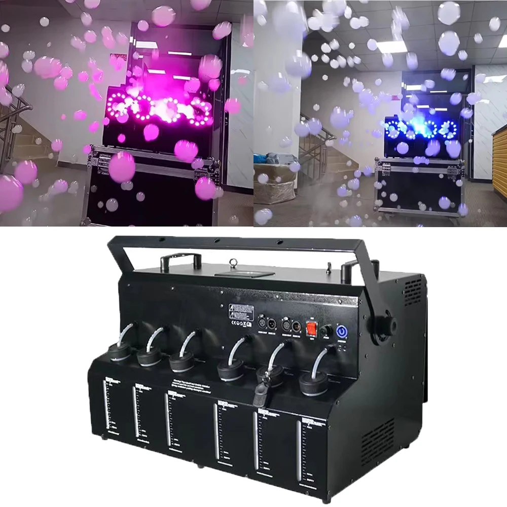 1pc DJ Stage Effect Equipment Remote Control 4 Outputs1500w RGB LED Bubble Fog Machine Smoke Stage Performance for Wedding Party
