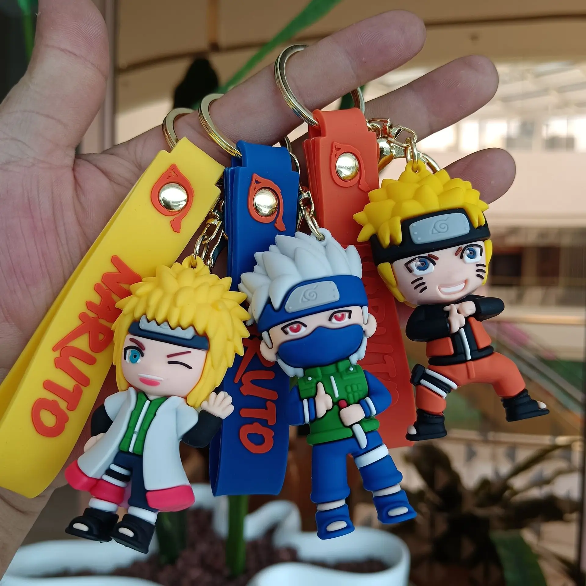 Miniso Cute Anime Character Naruto 3d Keychain On The Phone Couple Backpack Car Key Pendant Party Decoration Christmas Gifts