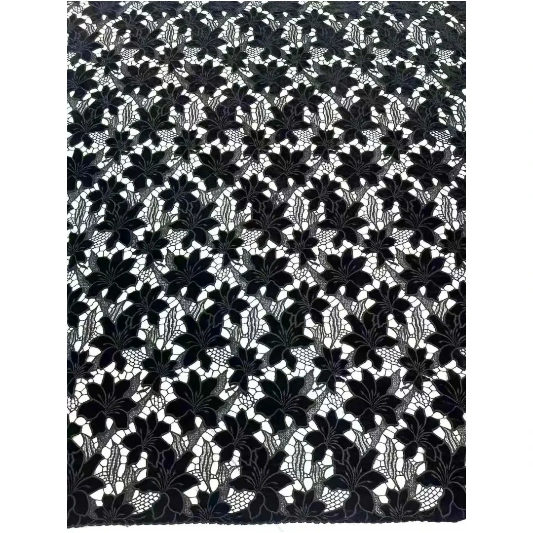 Factory Offers Latest Delicate Best Quality Soft Embroidered Velvet Lace Fabric For Party Evening Dress U_Ge5878