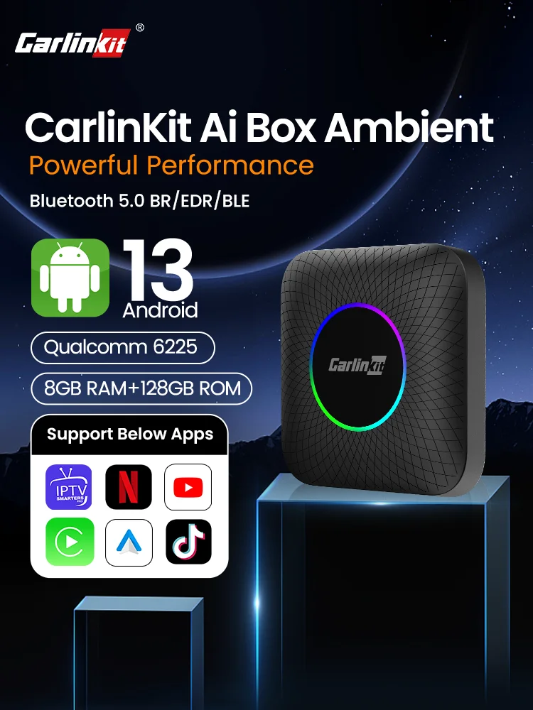 Carlinkit Android 13 Tv Box LED 8 + 128GB CarPlay Draadloze Android Auto Draadloze Adapter Ondersteuning Youtube Netfilx IPTV Spotify GPS - afbeelding 2