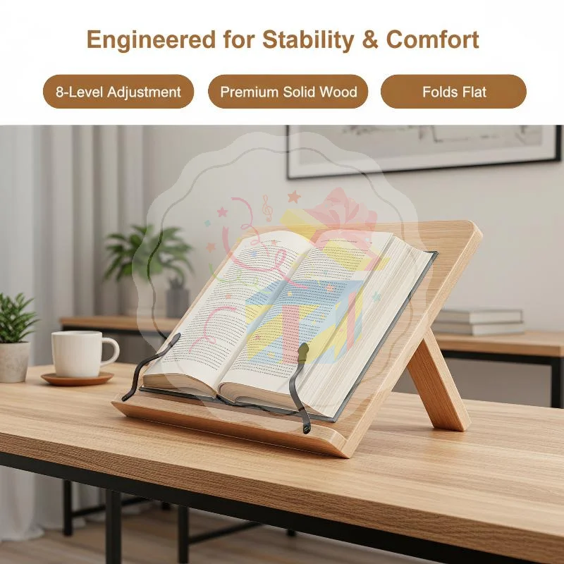 Non-slip Pads Foldable Wooden Reading Bookshelf Adjustable S/M/L Laptop Stand Desktop Organizer Stationery for Office School St
