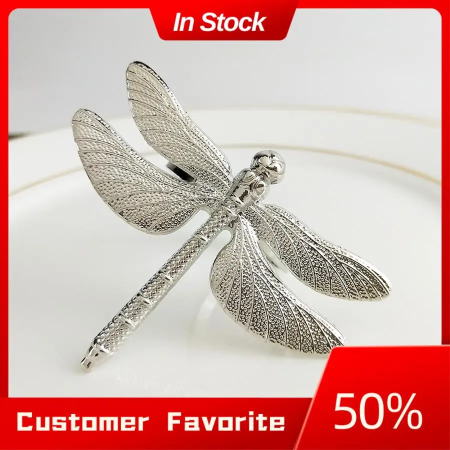 

Top Sale 6PCS Dragonfly Napkin Ring DIY Hotel Wedding Banquet Table Display Metal Napkin Buckle Christmas Decoration