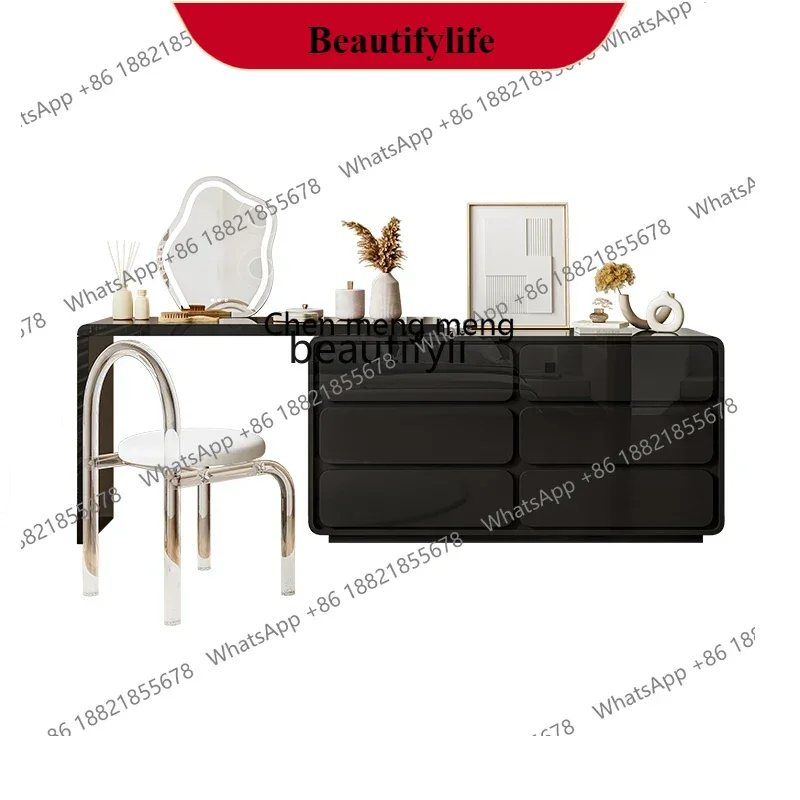 

G153 Dresser Chest of Drawers Integrated Italian Style Makeup Table Minimalist Bedroom Advanced Light Luxury Solid Wood Furnitur