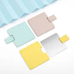PU Protective Cover Women Girls Drop Resistant Makeup Mirror Stainless Steel Mirror Cosmetic Mirror Compact Pocket Mirror