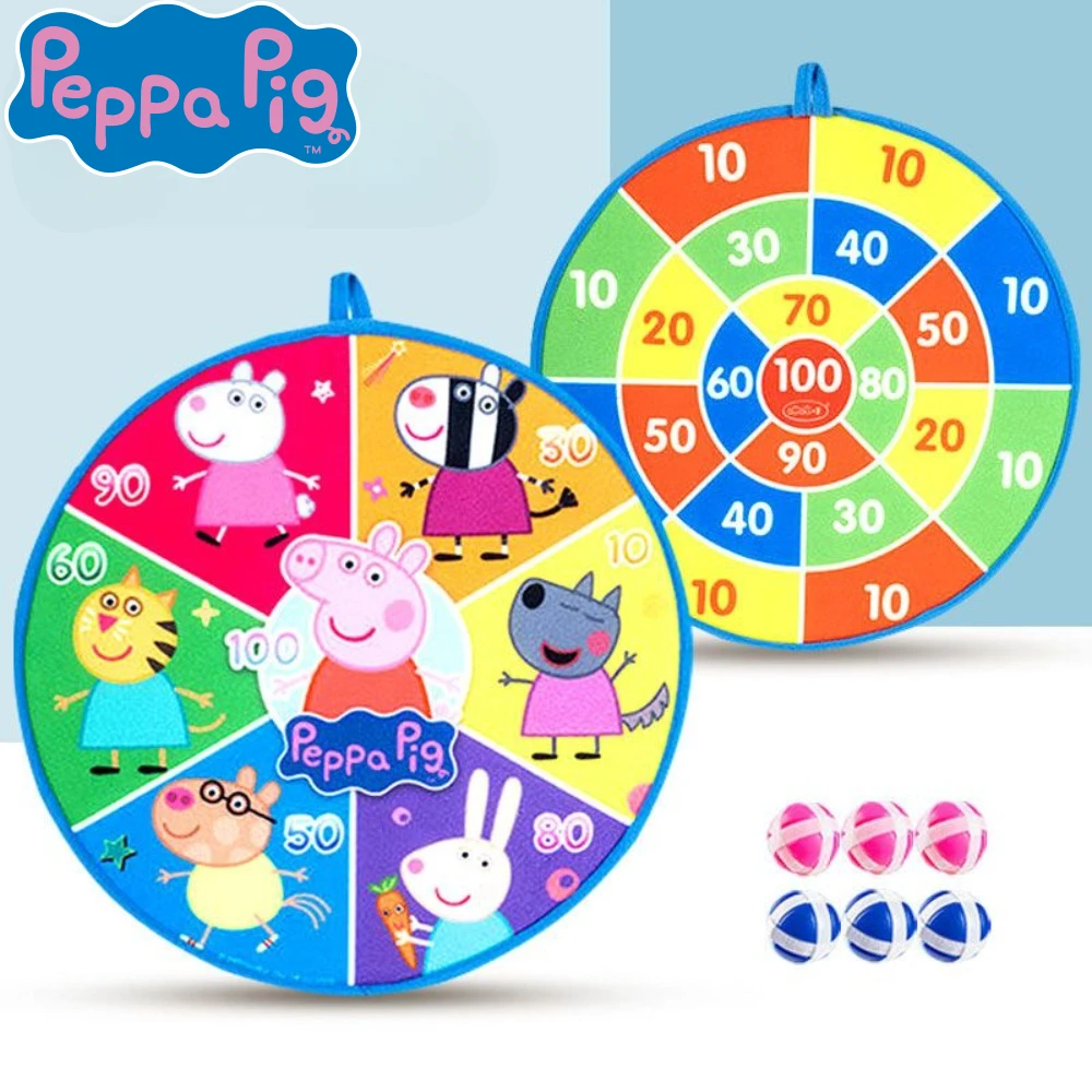 Peppa Pig Toy Sticky Ball Double-Sided Dart Ball Children's Toy Indoor Outdoor Dart Board Toy Kawaii Children's Gift Puzzle Toys