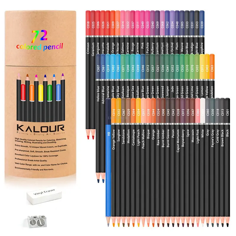 

72 Color Drawing Sketching Set Oil Colored Pencils Coloring Colour Pencils Brutfuner Profession Art Supplies For Artist