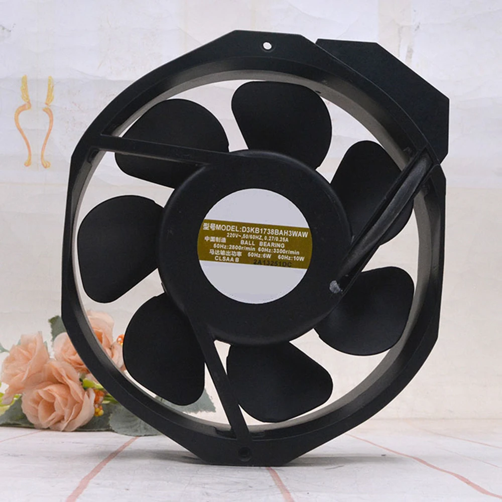 Cooling Fan D3KB1738BAH3WAW AC 115V~220V 0.27A/0.25A 50/60Hz 172x150x51mm 2-Wire