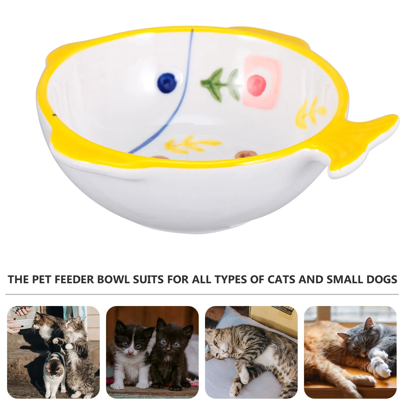 

Ceramic Fish Shape Cat Food Bowl Odorless Safe Material Comfortable Neck Protection Pet Feeder Spill Proof Cat Drinking Bowl