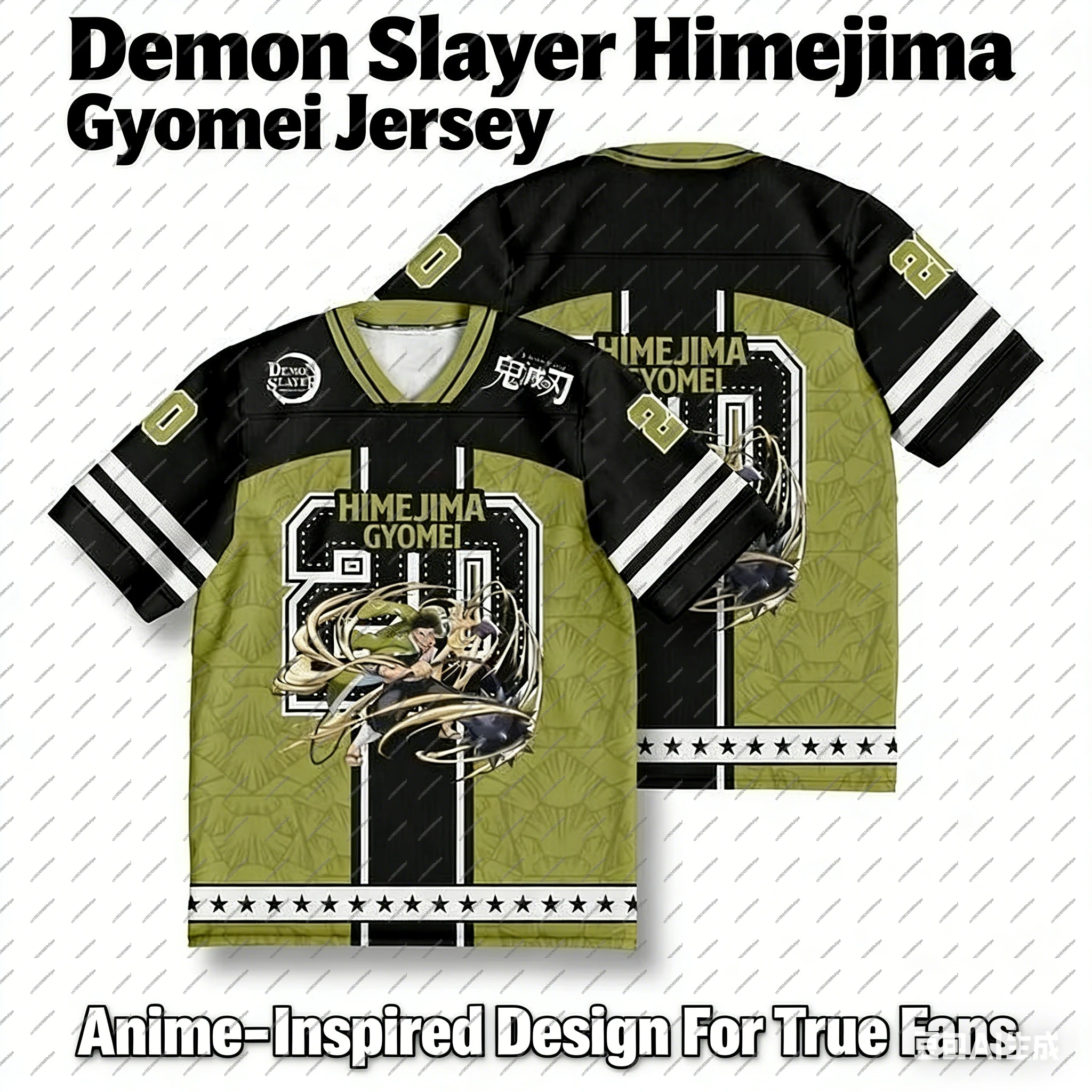 Demon Slayer Gyomei Himejima Anime-Serie Mode-Jersey Übergroßes Kpop Baseball Hockey Outfit T-Shirt Tägliches Unisex-Oberteil