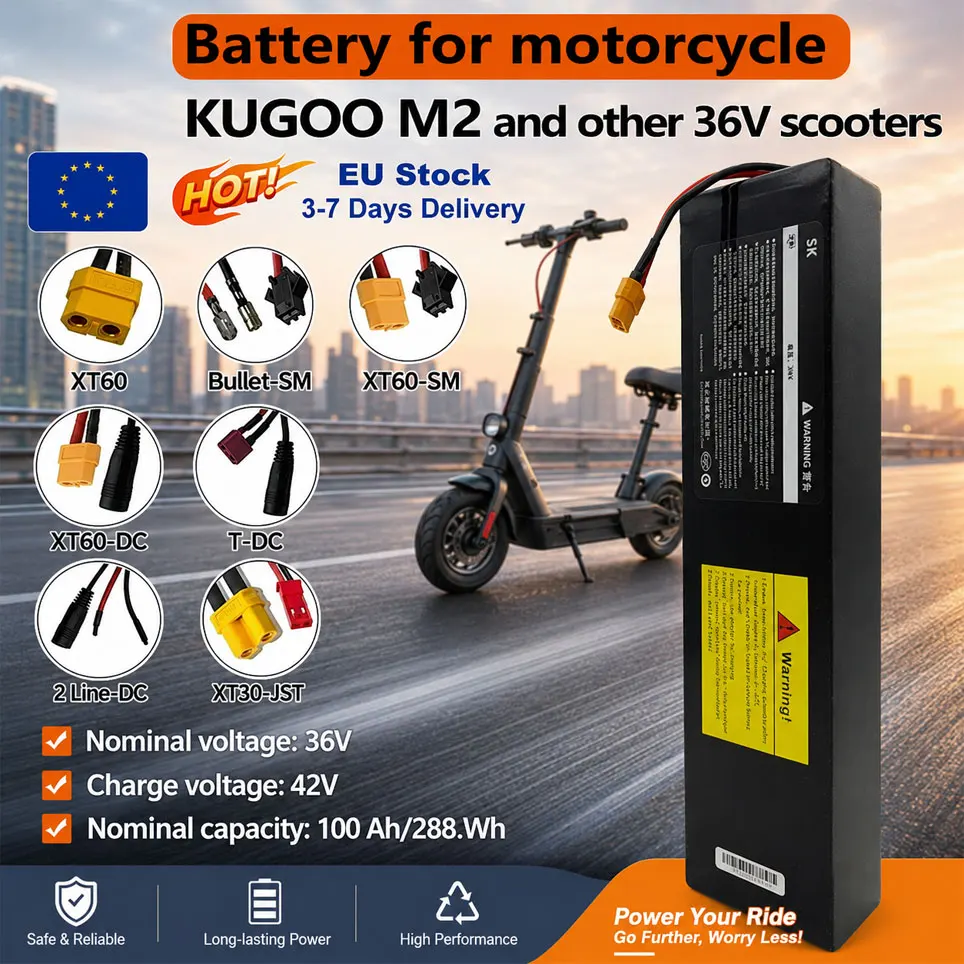 36V 10000mAh 10S3P 42V 18650 Lithium-Akku-Ersatz für M365 E-Scooter, mehrere Anschlüsse XT60-JST XT30-JST XT60-SM XT60, lokales Lager in Polen