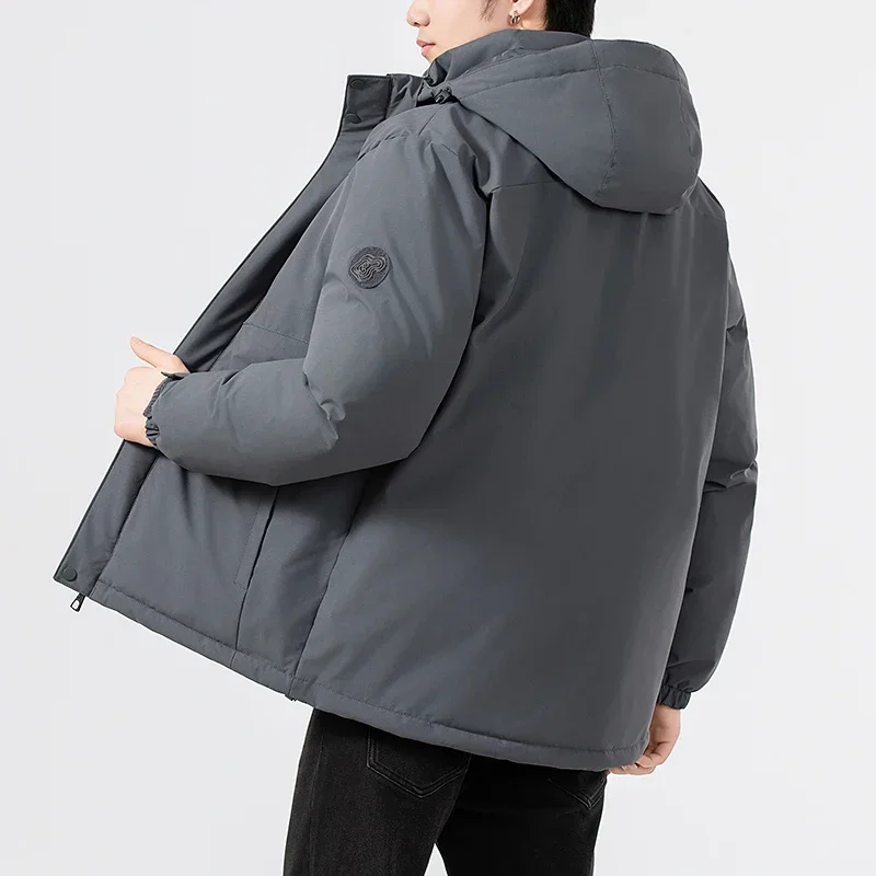Men's winter windproof coat, trendy windbreaker, warm and thick jacket, loose cotton coat, fashionable windproof and warm men's