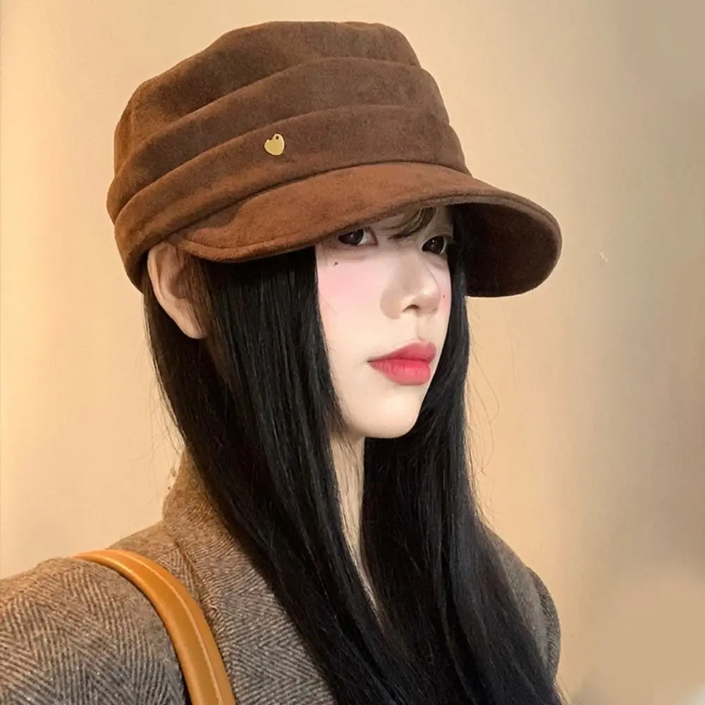 Retro Korean Style Suede Equestrian Hat Chamois Newsboy Cap Flat Cap Retro Flattop Retro Painter Hat Streetwear