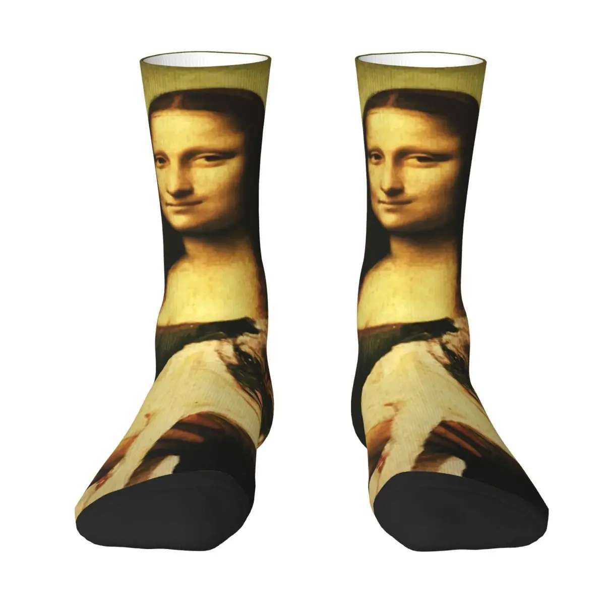 Mona Lisa Socks Autumn Pug Stockings Leisure Men's Warm Soft Socks Custom Outdoor Sports Anti Skid Socks