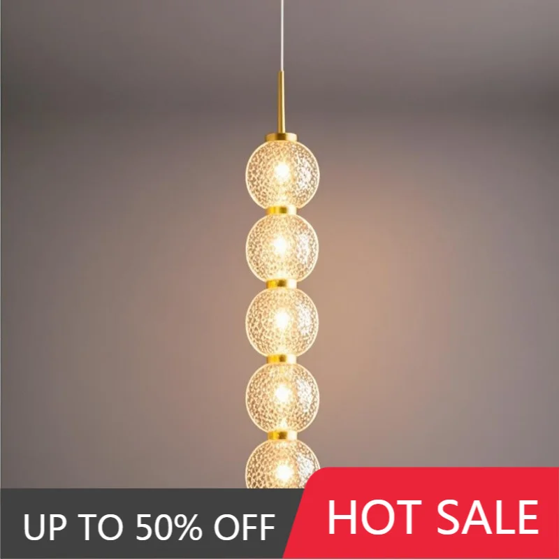 Transparent Acrylic Ball LED Bedside Pendant Lights Bedroom Parlor Dining Room Hanging Lamp Height Adjustable Dropshipping