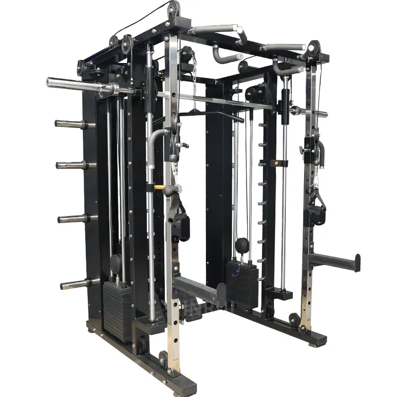 Máquinas de Gimnasio Comerciales, Equipo de Fitness, Power Rack Funcional, 3 Conjuntos de Pesas, Combo Todo en Uno, Multi Smith