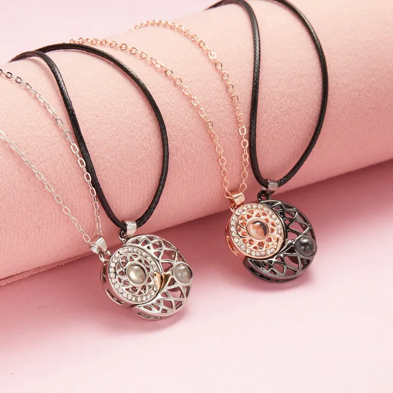 Sun Moon Couple Necklace One Hundred Language 