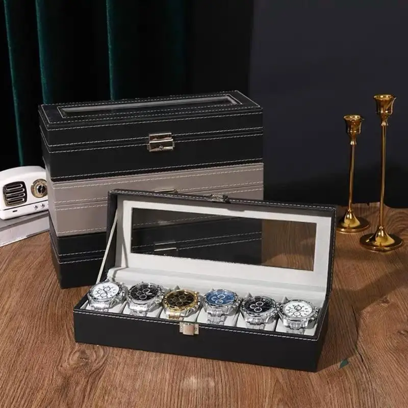 1 Word Lock Watch Travel Storage Box Holder Glass Top Anti-scratch for Men Wome