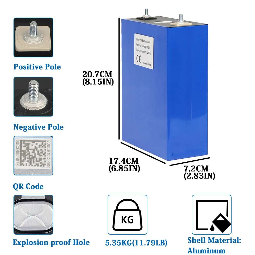 Tewaycell EU Stock 280Ah lifepo4 12V Grade A Rechargeable Battery Pack 3.2V Lithium Iron Phosphate Prismatic EU TAX FREE