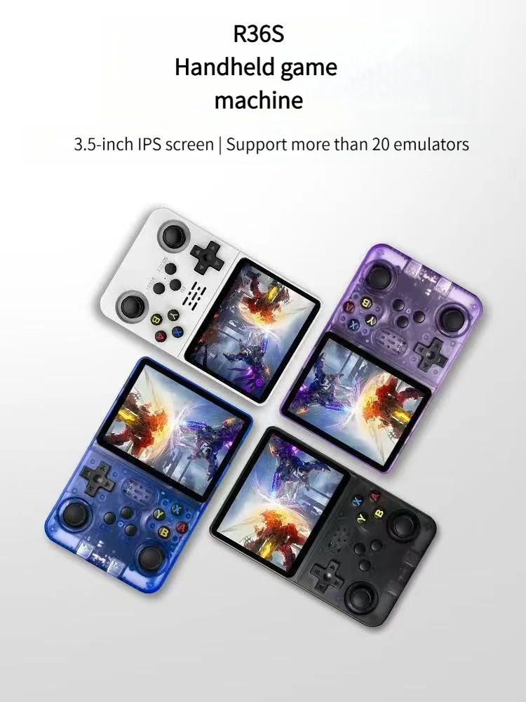 新型r36sレトロハンドヘルドゲーム機-35インチipsスクリーン-大容量ストレージ：64gb-128gb-多言語対応