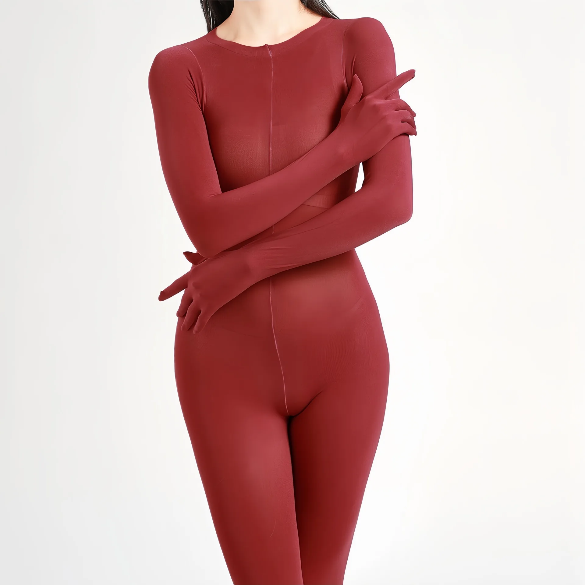 

20D Velvet Full Body Suit Stoings Thi Warm High Elastic Low Waist Men Women Sle Polyester Fiber ort Pants Suit