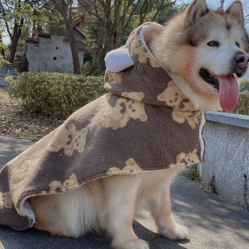 Winter Dog Clothes Quilt Big Large Dog Cloak Poodle Bichon Corgi Shiba Inu Samoyed Husky Labrador Golden Retriever Costume Coat